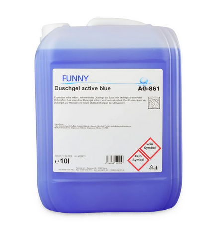 Funny Gel Douche Active Blue | Bidon de 10 Litres | Sans microplastique et sans savon
