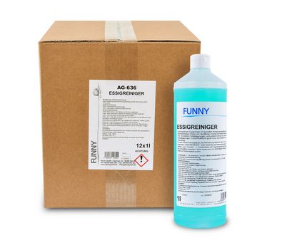 Nettoyant vinaigré Funny, en bouteilles d'1 litre, sans phosphate, 12 pièces