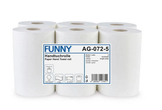 Handtuchrolle Autocut 21,3 cm, 2-lagig, Ø 15 cm, Zellstoff hochweiß, 6 Rollen