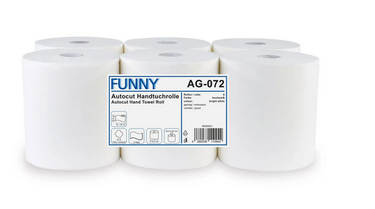 Handtuchrolle Autocut 20 cm, 2-lagig, Ø 19 cm, Zellstoff hochweiß, 6 Rollen in Folie