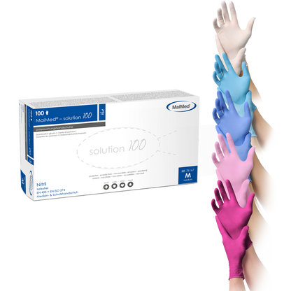 MaiMed® solution100 Nitrilhandschuhe – puderfrei, latexfrei | EN 455 | Karton 1.000 Stück