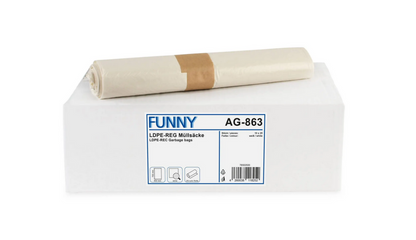Funny LDPE-Regenerat Müllbeutel | weiß extra | 60 L | 600×700 mm | 250 Stück
