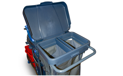 Profi-Reinigungswagen komplett – 4x5L & 2x18L Eimer, Moppresse & 100L Leinentasche