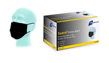 Suavel® Protec Black – OP-Maske Typ II, 3-lagig, schwarz, 50 Stück/Packung