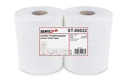 SemyTop Jumbo Toilet Paper | 2-ply | high-white | Ø 25 cm | 6 rolls