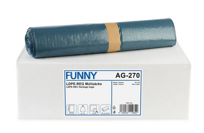 LDPE-Regenerat Müllsacke blau – Typ 60 | 70 l | 575×1.000 mm | 250 Stück