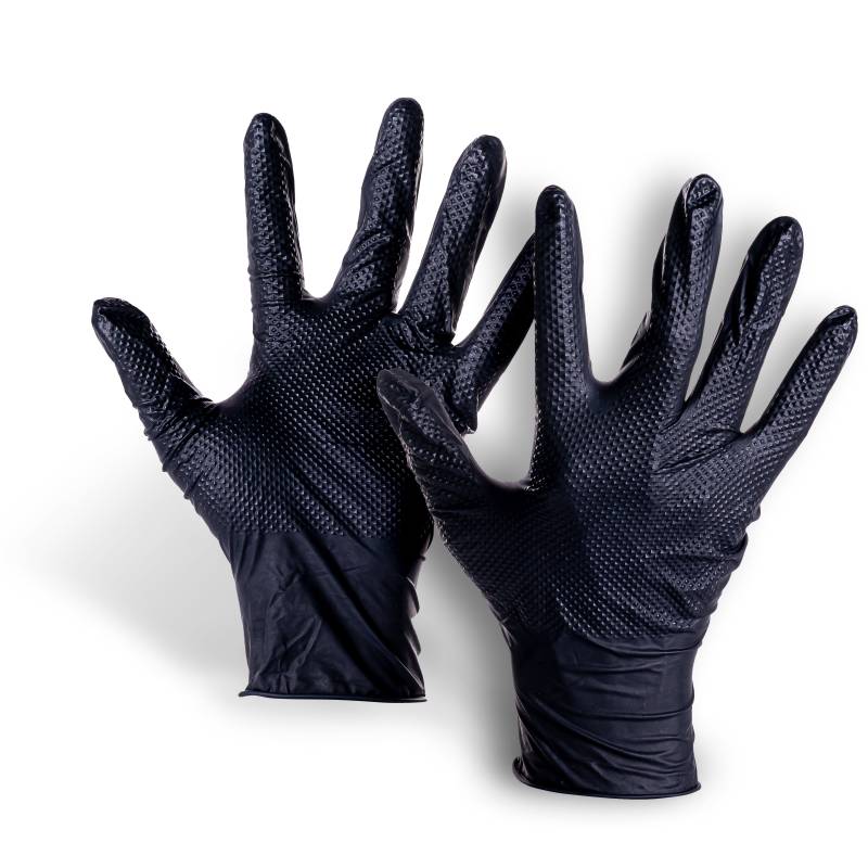 Ulith Edge Grip Nitrilhandschuhe schwarz – puderfrei, 8,5g, Diamant-Oberfläche | 10×50 Stück