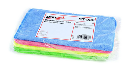 Chiffons microfibres 4 couleurs EXTRA | 32 × 32 cm | 12 pièces pré-assorties