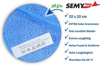 Chiffons microfibres 4 couleurs EXTRA | 32 × 32 cm | 12 pièces pré-assorties