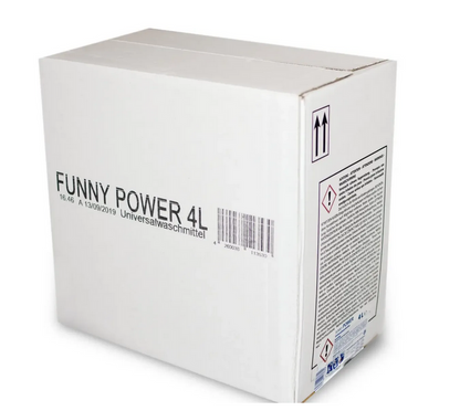 Funny POWER Flüssigwaschmittel | 4 × 4 Liter | 30–95 °C | Ca. 280 Waschladungen