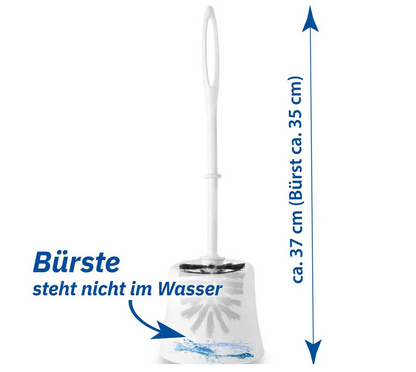 Toilet brush set, white, with white plastic handle and black brush head