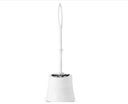 Toilet brush set, white, with white plastic handle and black brush head